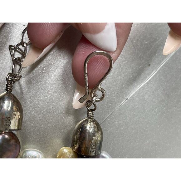 JAY KING Sterling Silver Freshwater Pearl FOUR STRAND Colors Statement Necklace - Picture 4 of 7